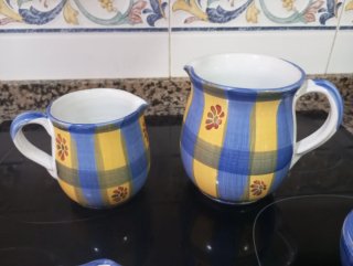 Juego 6 Tazas Cerámica Azul y Amarillo