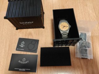 BODERRY Landmaster GMT Reloj Gris/Amarillo