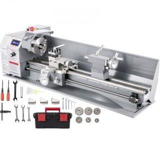 Torno Metálico Mini 1100W 220MMx750MM Torno Metálico de Velocidad Variable RPM Máquina de Fresado Metálico Fresadora Digital Torno Metálico con Chuck de 3 Mordazas, Cono de Eje MT5, Cono de Cola MT2