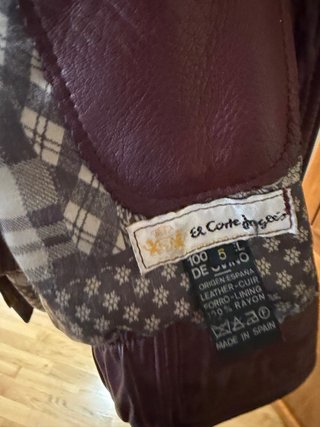 Cazadora de cuero vintage marrón/rojo