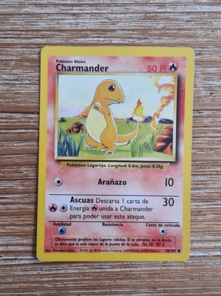 Lote 4 Cartas Pokémon: Squirtle, Charmander, Pikac