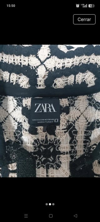 Sobrecamisa crochet Zara Talla M