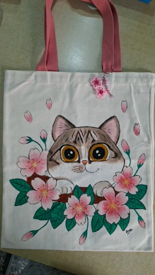 Bolso Atenana Gatito con Flores de Cerezo