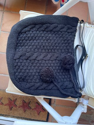 Bolso de tela/lana negro con cremallera