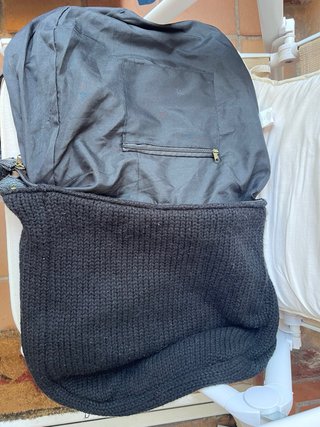 Bolso de tela/lana negro con cremallera