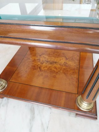 Mesita auxiliar madera y cristal