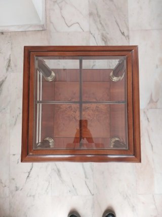 Mesita auxiliar madera y cristal