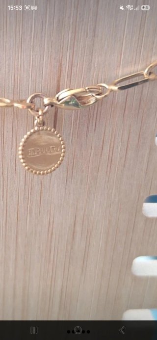 Collar dorado con perro salchicha negro