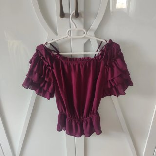 Blusa Sfera Talla S rojo vino Hombros Descubiertos