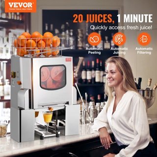 Máquina Exprimidora de Naranjas Comercial, Extractor de Jugo Automático de 120W, Exprimidor de Naranjas de Acero Inoxidable 20 Naranjas/Minuto, con Caja de Filtro Extraíble, Tapa de Acero Inoxidab...