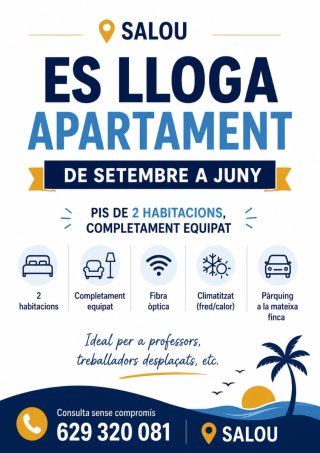 Alquiler de piso de setiembre a Junio