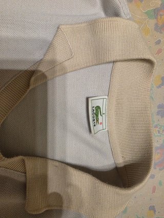 Polo Lacoste Talla 8 Beige y Gris