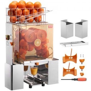 Máquina Exprimidora de Naranjas Comercial, Extractor de Jugo Automático de 120W, Exprimidor de Naranjas de Acero Inoxidable para 20 Naranjas por Minuto, con Caja de Filtro Extraíble, Cubierta de P...