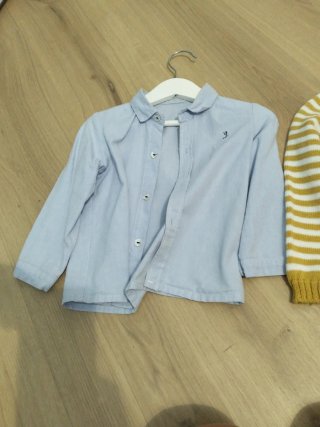 Conjunto: Camisa azul y jersey estrellas/ 36 meses