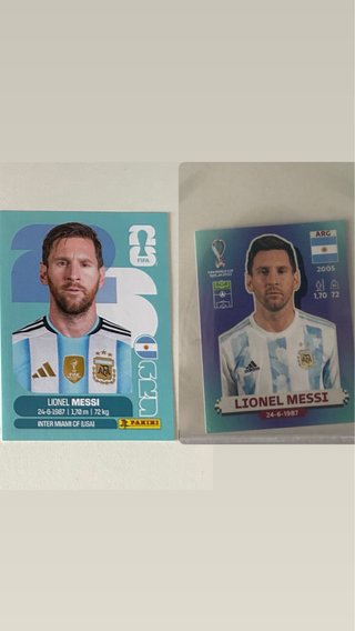Cromos Messi 2026 y 2022 Panini