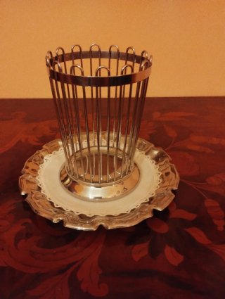Antichità: Vassoio vintage + portabottiglie acciai