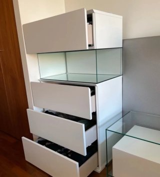 Cómoda/Cajonera Blanca Madera y cristal