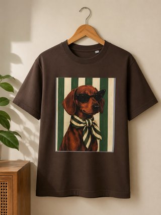 Camiseta marrón con estampado de perro xs