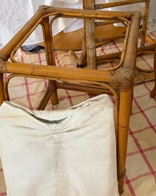 Mesas auxiliares bambú y ratán vintage