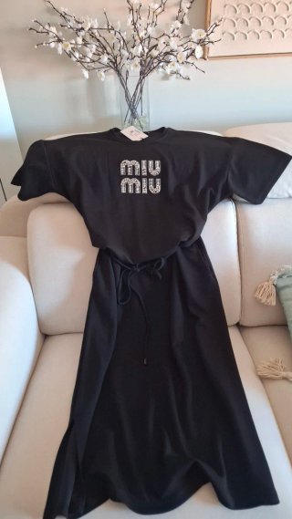 Vestido Miu Miu Negro Talla M Nuevo,recto amplio