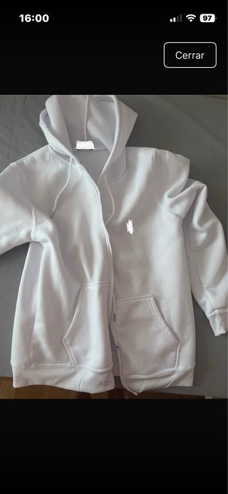 Sudadera con cremallera blanca talla S