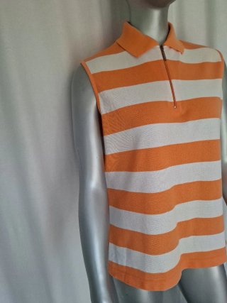 Polo sin mangas a rayas naranja y blanco