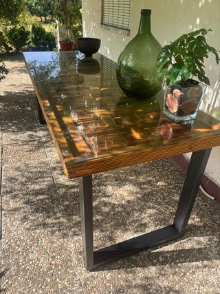 Mesa de salón cristal y madera