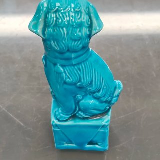 Pareja Perros Fu Azules Cerámica