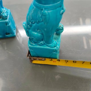 Pareja Perros Fu Azules Cerámica