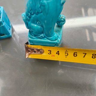 Pareja Perros Fu Azules Cerámica