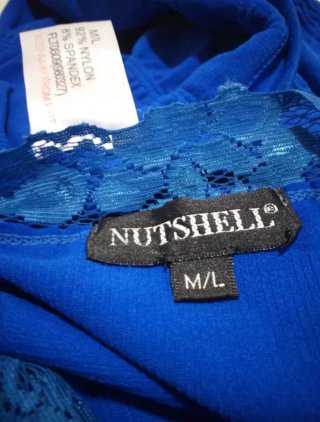 Camiseta azul con puntilla Talla M/L