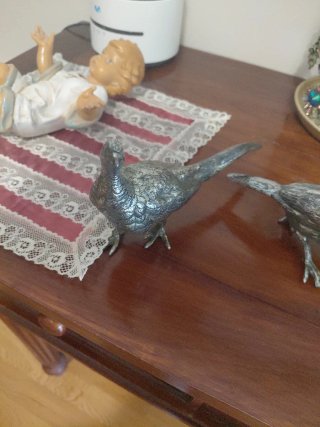 Pareja Faisanes Bañados en Plata Años 60