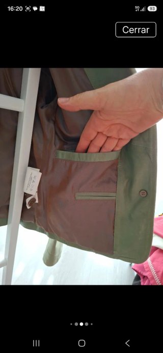 Chaqueta de piel verde talla M