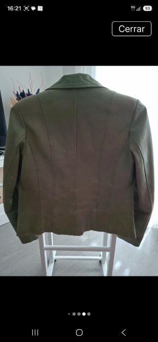 Chaqueta de piel verde talla M