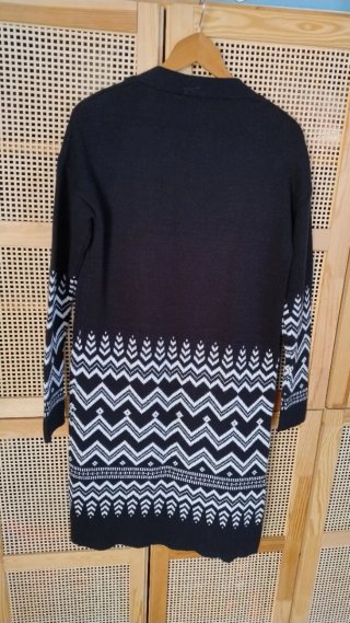Chaqueta larga de punto con estampado