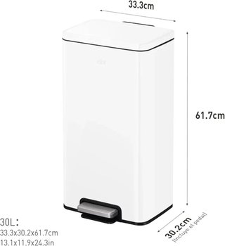 Cubo de Basura EKO Madison 30L Blanco Pedal
