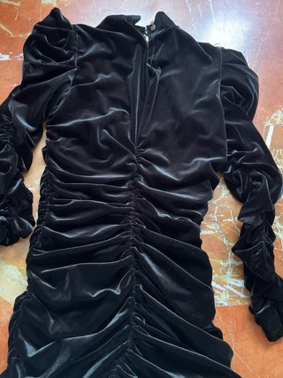 Vestido Terciopelo Negro Ruched