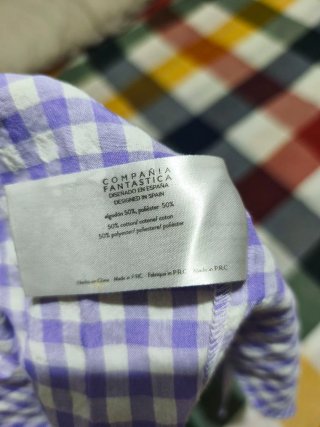 Blusa Compañía Fantástica cuadros morado y blanco