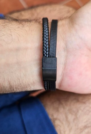 Pulsera Hombre Piel y Acero