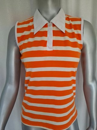 Polo sin mangas naranja y blanco