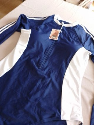 Costume donna manica lunga blu e bianco TG 46/48