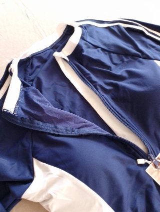 Costume donna manica lunga blu e bianco TG 46/48