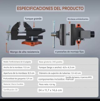 NUEVO! Tornillo de banco giratorio (aprieto)