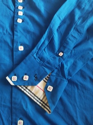Camisa de hombre manga larga azul