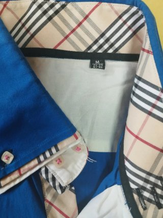 Camisa de hombre manga larga azul