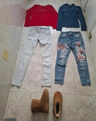 2 Vestido Derhy+2 vaqueros+botas n38