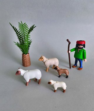 Playmobil Pastor De Ovejas Con Palmera Belén.