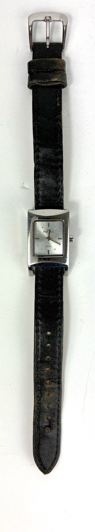 Reloj Police Acero Mujer Correa Piel Negra