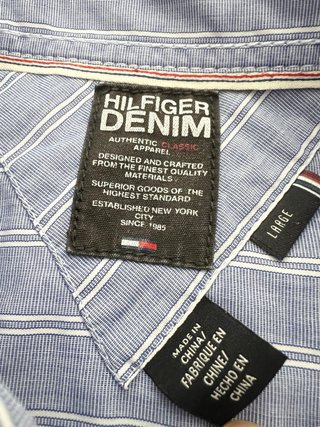 Camicia Tommy Hilfiger Uomo L Righe Azzurra