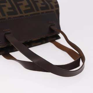 FENDI Zucca Canvas Hand Bag Black Brown Auth